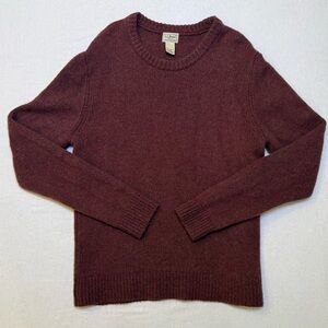 Vintage LL Bean Sweater Mens Large 100% Lambs Wool Red Maroon Knit Pullover